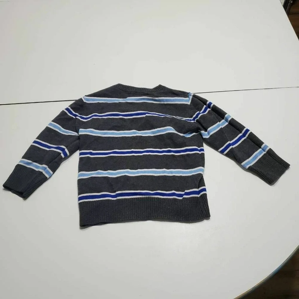 The Children's Place Baby Boys Sweater Black Blue Striped V-Neck Long Sleeve 3T